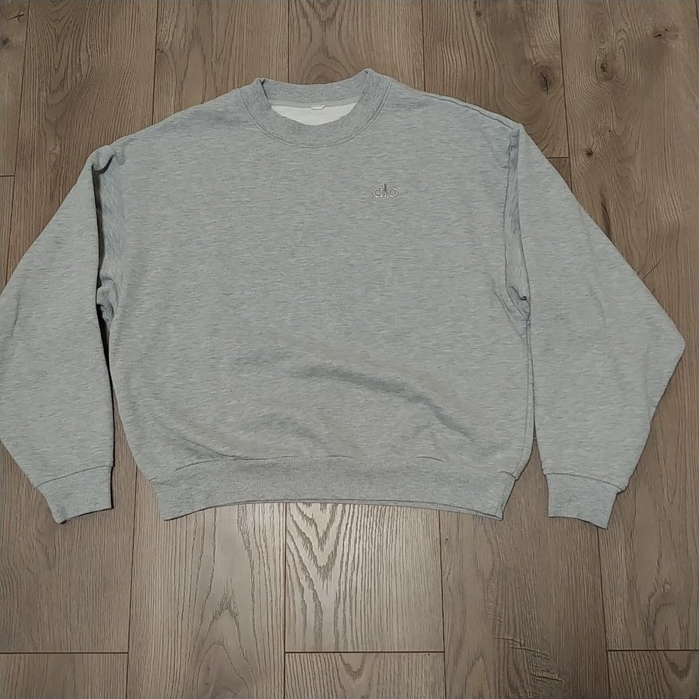 Alo Yoga Accolade Crewneck Sweatshirt Pullover Heather Grey Size Small Women's